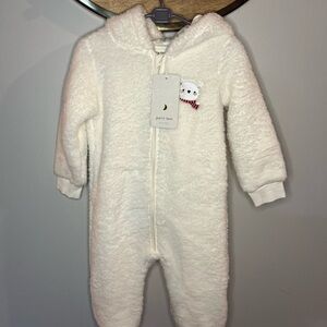 Petit Lem Cream Fleece Baby Footie